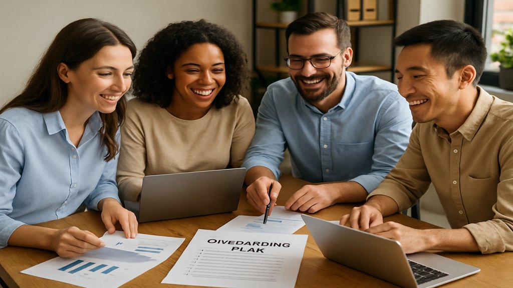 Ein Team, das einen Onboarding-Plan bespricht.