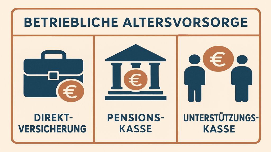 Eine Infografik, die die Modelle der betrieblichen Altersvorsorge erklärt.