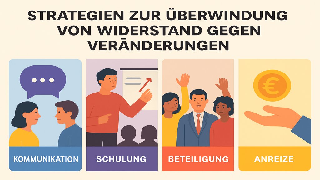 Eine Infografik mit Strategien zur Überwindung von Widerstand gegen Veränderungen.