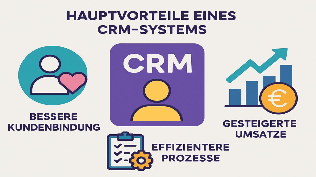 Eine Infografik zu den Hauptvorteilen eines CRM-Systems.