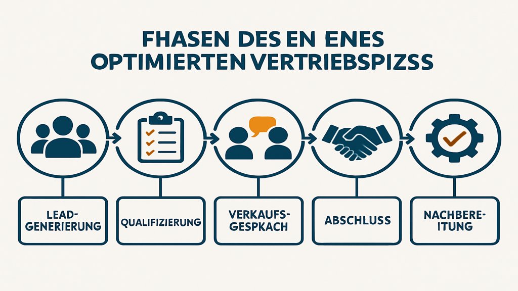 Infografik der Phasen eines optimierten Vertriebsprozesses.