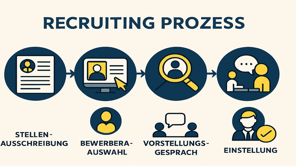 Infografik mit den Schritten des Recruiting Prozesses.