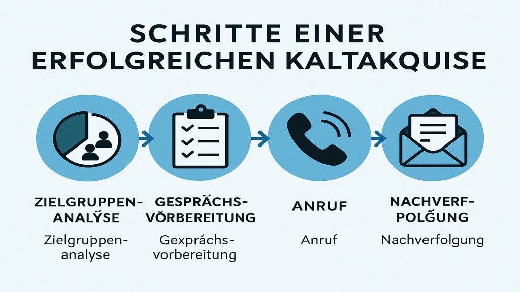 Infografik mit den Schritten einer erfolgreichen Kaltakquise.