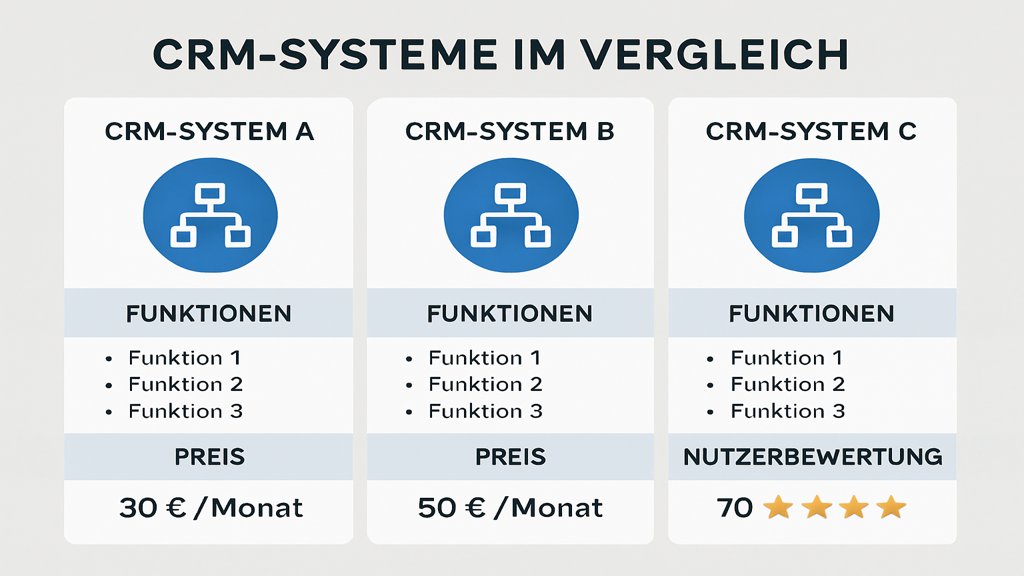Infografik mit einem Vergleich von drei CRM-Systemen.