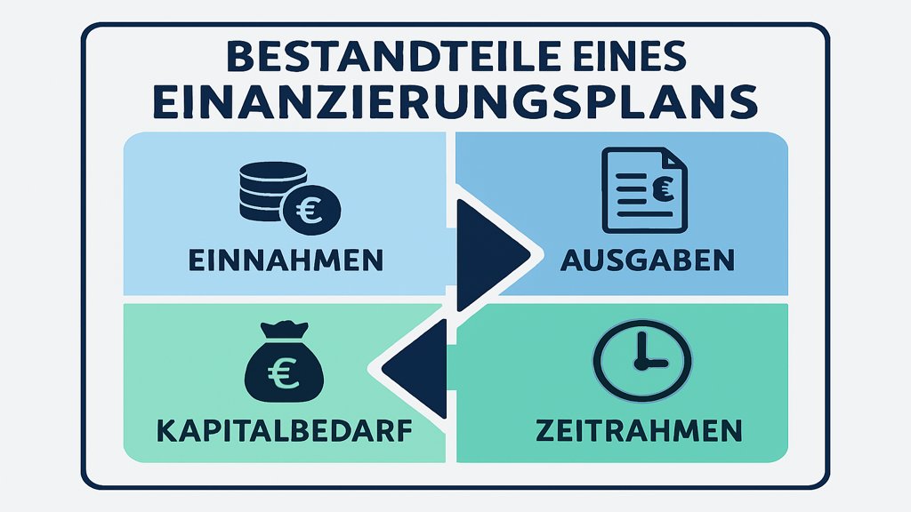 Infografik zu den Bestandteilen eines Finanzierungsplans.