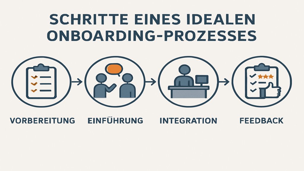 Infografik zu den Schritten eines Onboarding Prozesses.