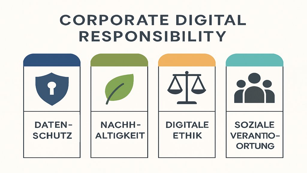Infografik zu den vier Säulen der Corporate Digital Responsibility.