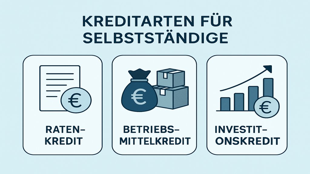 Infografik zu Kreditarten für Selbstständige.