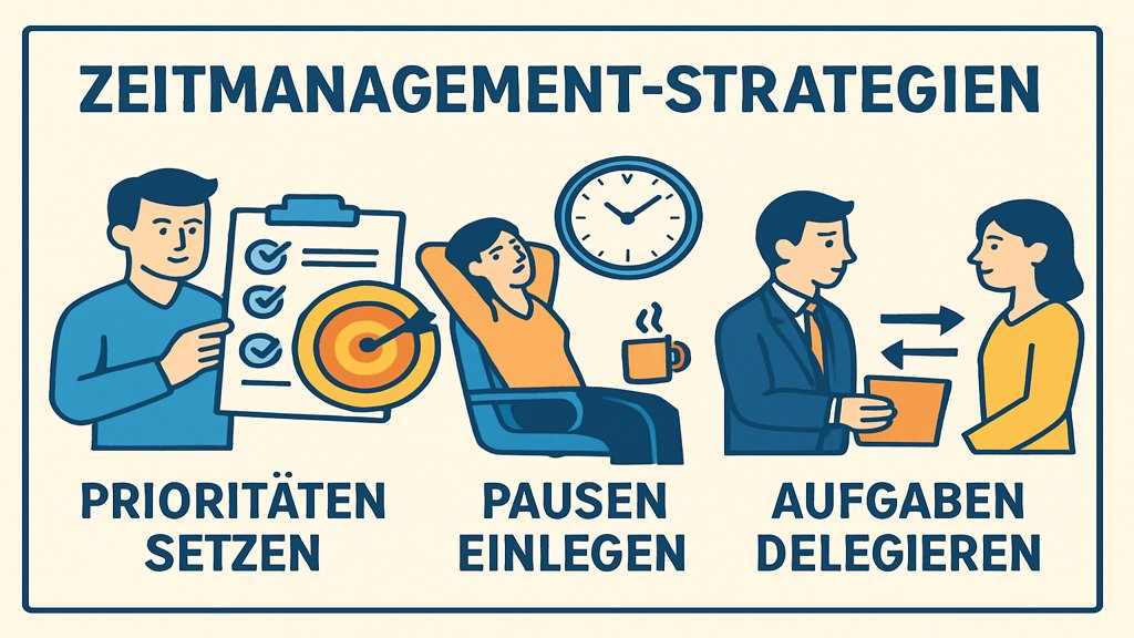 Infografik zu Zeitmanagement-Strategien für eine bessere Work-Life-Balance.