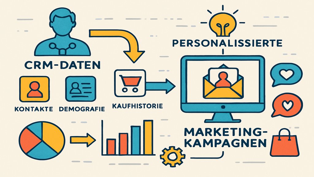 Infografik zur Verbindung von CRM-Daten und Marketingkampagnen.