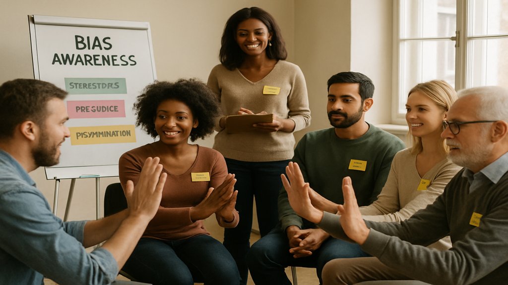 Menschen in einem Workshop zur Bewusstmachung von unbewussten Vorurteilen.