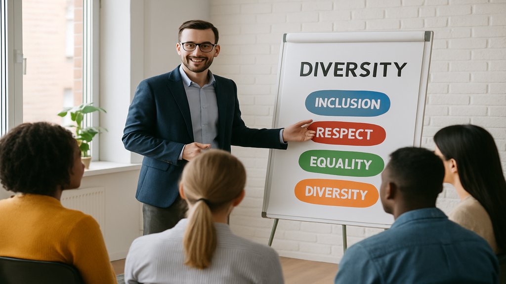 Mitarbeiter bei einem Diversity-Training zur Förderung von Inklusion und Respekt.