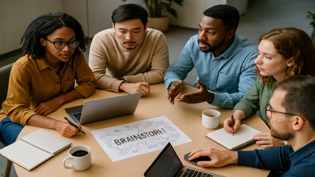 Mitarbeiter bei einer Brainstorming-Session zu Change Management.