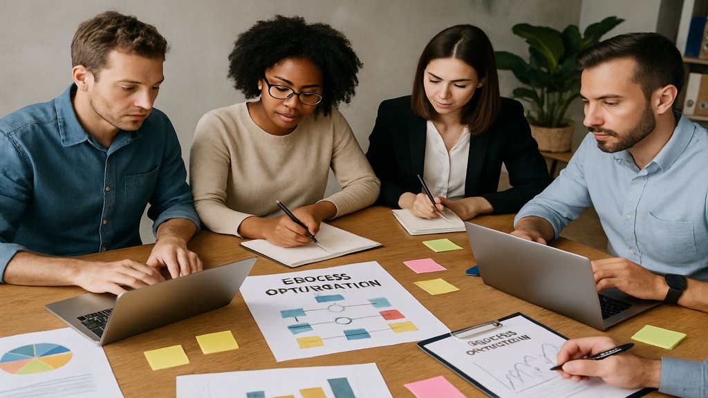 Team bei der Entwicklung einer Prozessoptimierungsstrategie.