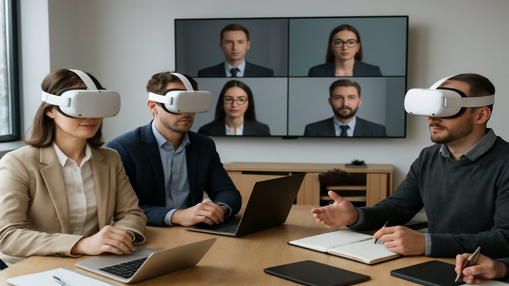 Virtuelle Besprechung mit VR-Technologie.