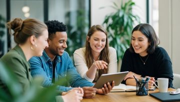Ein engagiertes Team bespricht in einem Meeting Strategien zur Mitarbeiterbindung.