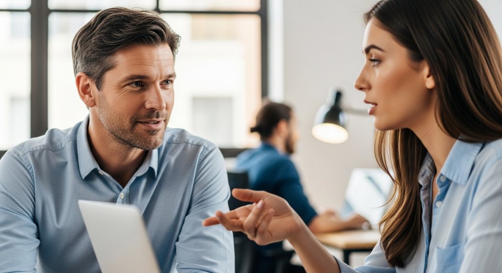 Ein erfahrener Projektmanager bespricht im Team eine Herausforderung.