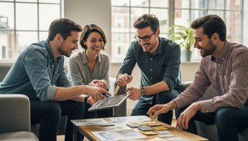 Ein diverses Team bei der Besprechung im agilen Projektmanagement.