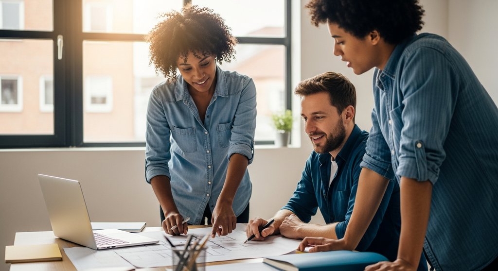 Ein engagiertes Team diskutiert Strategien am Konferenztisch, um die Mitarbeitermotivation zu steigern.