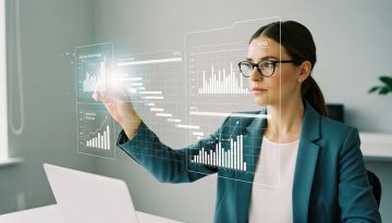 Ein Projektmanager nutzt Projektcontrolling-Methoden auf einem digitalen Interface.