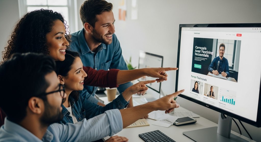 Ein Team freut sich über den Erfolg ihrer Employer Branding Maßnahmen auf der Karriereseite.