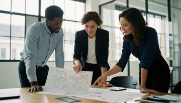 Ein Team von Experten arbeitet gemeinsam an einer Roadmap für die digitale Transformation.
