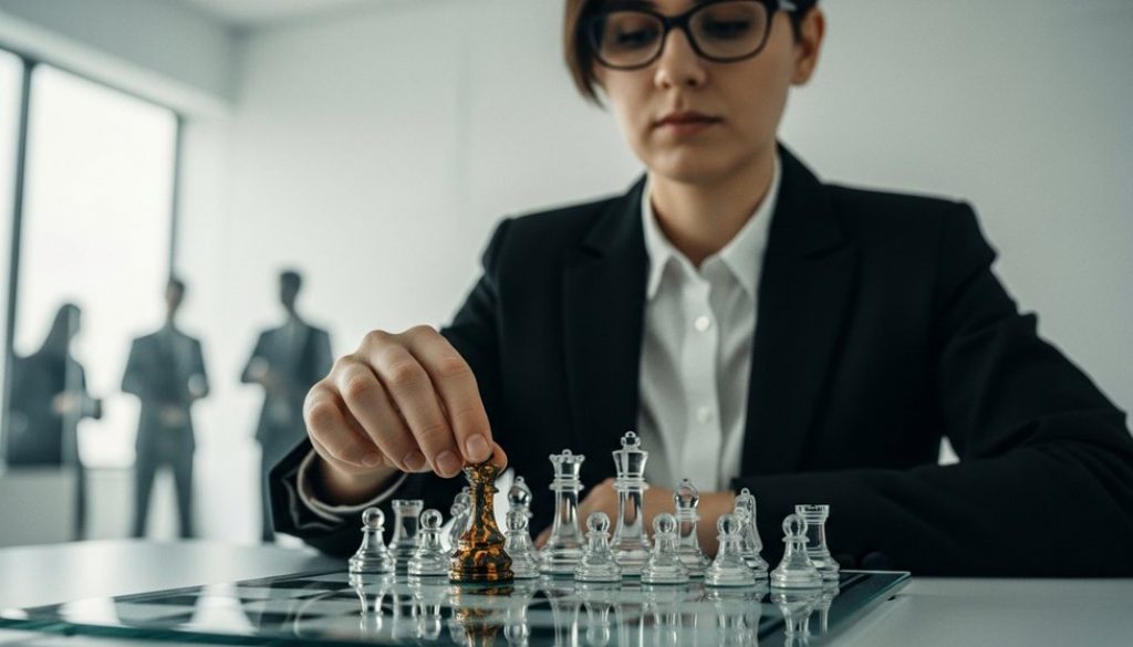 Eine Person plant mit einer Schachfigur ihre Employer Branding Strategie, um Talente zu gewinnen.