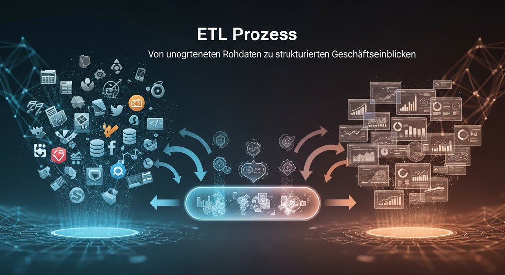 ETL Prozess: Von ungeordneten Rohdaten zu strukturierten Geschäftseinblicken.