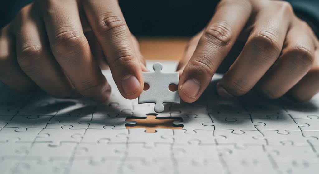 Hände fügen das letzte Puzzleteil als Symbol für die Employer Value Proposition zusammen.