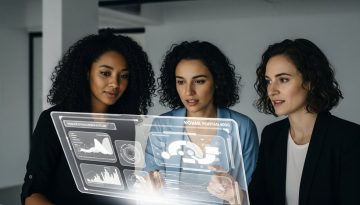 Team von Fachleuten analysiert komplexe Daten mit einem modernen Business Intelligence Tool.