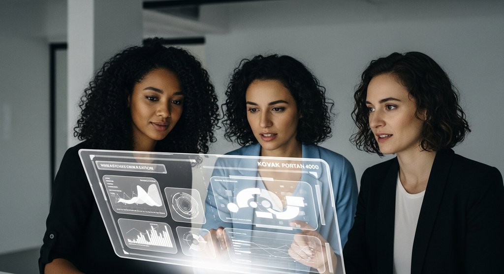 Team von Fachleuten analysiert komplexe Daten mit einem modernen Business Intelligence Tool.